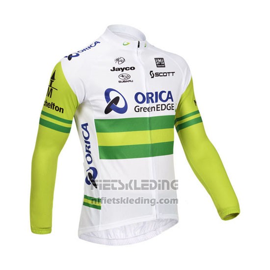 2013 Fietskleding Orica GreenEDGE Wit en Groen Lange Mouwen en Koersbroek